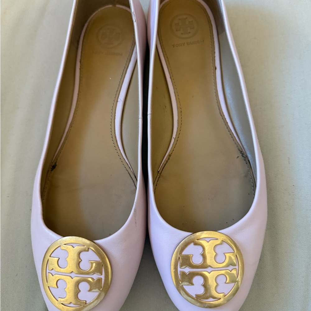 Tory Burch Blush Flats with Gold Medallion